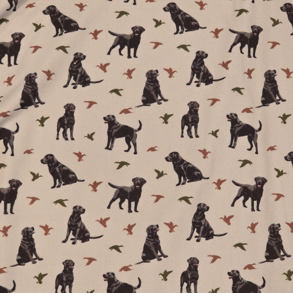 BURLEBO White Polo Shirt with Navy and Brown Dog Print - Picture 2 of 3